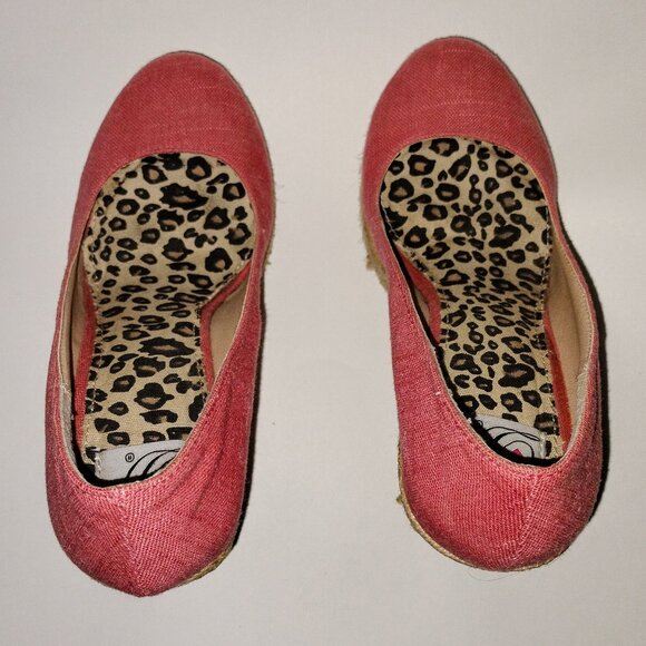 Coral Linen Espadrille Wedges - Picture 5 of 8